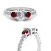 Load image into Gallery viewer, petite-micropave-emerald-cut-three-stone-diamond-engagement-ring-with-ruby-in-white-gold-FD9383EMRGRUDR-NL-WG