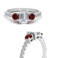 Thumbnail 68 - petite-micropave-emerald-cut-three-stone-diamond-engagement-ring-with-ruby-in-white-gold-FD9383EMRGRUDR-NL-WG