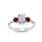 Load image into Gallery viewer, petite-micropave-emerald-cut-three-stone-diamond-engagement-ring-with-ruby-in-white-gold-FD9383EMRGRUDR-NL-WG
