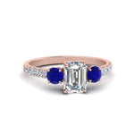 Load image into Gallery viewer, petite-micropave-emerald-cut-three-stone-diamond-engagement-ring-with-sapphire-in-rose-gold-FD9383EMRGSABL-NL-RG
