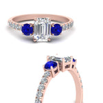 Load image into Gallery viewer, petite-micropave-emerald-cut-three-stone-diamond-engagement-ring-with-sapphire-in-rose-gold-FD9383EMRGSABL-NL-RG
