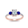 Thumbnail 8 - petite-micropave-emerald-cut-three-stone-diamond-engagement-ring-with-sapphire-in-rose-gold-FD9383EMRGSABL-NL-RG