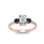 Load image into Gallery viewer, petite-micropave-emerald-cut-three-stone-engagement-ring-with-black-diamond-in-rose-gold-FD9383EMRGBLACK-NL-RG
