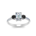 Load image into Gallery viewer, petite-micropave-emerald-cut-three-stone-engagement-ring-with-black-diamond-in-white-gold-FD9383EMRGBLACK-NL-WG
