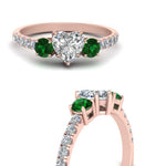Load image into Gallery viewer, petite-micropave-heart-shaped-three-stone-diamond-engagement-ring-with-emerald-in-rose-gold-FD-9383HTRGEMGR-NL-RG