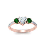 Load image into Gallery viewer, petite-micropave-heart-shaped-three-stone-diamond-engagement-ring-with-emerald-in-rose-gold-FD-9383HTRGEMGR-NL-RG
