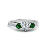 Load image into Gallery viewer, petite-micropave-heart-shaped-three-stone-diamond-engagement-ring-with-emerald-in-white-gold-FD-9383HTRGEMGR-NL-WG
