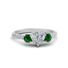Load image into Gallery viewer, petite-micropave-heart-shaped-three-stone-diamond-engagement-ring-with-emerald-in-white-gold-FD-9383HTRGEMGR-NL-WG