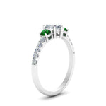 Load image into Gallery viewer, petite-micropave-heart-shaped-three-stone-diamond-engagement-ring-with-emerald-in-white-gold-FD-9383HTRGEMGR-NL-WG