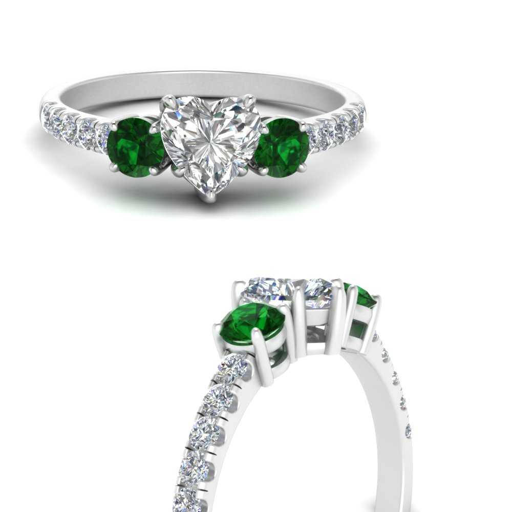 petite-micropave-heart-shaped-three-stone-diamond-engagement-ring-with-emerald-in-white-gold-FD-9383HTRGEMGR-NL-WG