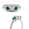 Load image into Gallery viewer, petite-micropave-heart-shaped-three-stone-diamond-engagement-ring-with-emerald-in-white-gold-FD-9383HTRGEMGR-NL-WG