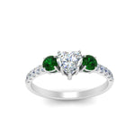 Load image into Gallery viewer, petite-micropave-heart-shaped-three-stone-diamond-engagement-ring-with-emerald-in-white-gold-FD-9383HTRGEMGR-NL-WG
