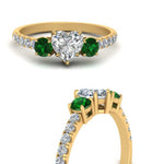 Load image into Gallery viewer, petite-micropave-heart-shaped-three-stone-diamond-engagement-ring-with-emerald-in-yellow-gold-FD-9383HTRGEMGR-NL-YG