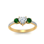 Load image into Gallery viewer, petite-micropave-heart-shaped-three-stone-diamond-engagement-ring-with-emerald-in-yellow-gold-FD-9383HTRGEMGR-NL-YG
