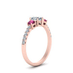 Load image into Gallery viewer, petite-micropave-heart-shaped-three-stone-diamond-engagement-ring-with-pink-sapphire-in-rose-gold-FD9383HTRGSADRPI-NL-RG
