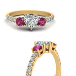 Load image into Gallery viewer, petite-micropave-heart-shaped-three-stone-diamond-engagement-ring-with-pink-sapphire-in-yellow-gold-FD9383HTRGSADRPI-NL-YG