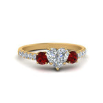 Load image into Gallery viewer, petite-micropave-heart-shaped-three-stone-diamond-engagement-ring-with-ruby-in-yellow-gold-FD9383HTRGRUDR-NL-YG