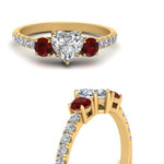 Load image into Gallery viewer, petite-micropave-heart-shaped-three-stone-diamond-engagement-ring-with-ruby-in-yellow-gold-FD9383HTRGRUDR-NL-YG
