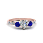 Load image into Gallery viewer, petite-micropave-heart-shaped-three-stone-diamond-engagement-ring-with-sapphire-in-rose-gold-FD9383HTRGSABL-NL-RG
