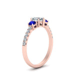 Load image into Gallery viewer, petite-micropave-heart-shaped-three-stone-diamond-engagement-ring-with-sapphire-in-rose-gold-FD9383HTRGSABL-NL-RG
