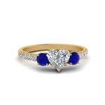 Load image into Gallery viewer, petite-micropave-heart-shaped-three-stone-diamond-engagement-ring-with-sapphire-in-yellow-gold-FD9383HTRGSABL-NL-YG
