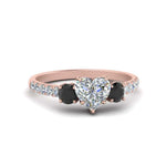 Load image into Gallery viewer, petite-micropave-heart-shaped-three-stone-engagement-ring-with-black-diamond-in-rose-gold-FD9383HTRGBLACK-NL-RG
