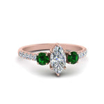 Load image into Gallery viewer, petite-micropave-marquise-cut-three-stone-diamond-engagement-ring-with-emerald-in-rose-gold-FD9383MQRGEMGR-NL-RG

