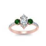 Load image into Gallery viewer, petite-micropave-marquise-cut-three-stone-diamond-engagement-ring-with-emerald-in-rose-gold-FD9383MQRGEMGR-NL-RG
