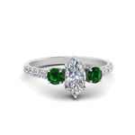 Load image into Gallery viewer, petite-micropave-marquise-cut-three-stone-diamond-engagement-ring-with-emerald-in-white-gold-FD9383MQRGEMGR-NL-WG
