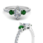 Load image into Gallery viewer, petite-micropave-marquise-cut-three-stone-diamond-engagement-ring-with-emerald-in-white-gold-FD9383MQRGEMGR-NL-WG
