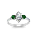 Load image into Gallery viewer, petite-micropave-marquise-cut-three-stone-diamond-engagement-ring-with-emerald-in-white-gold-FD9383MQRGEMGR-NL-WG
