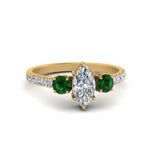 Load image into Gallery viewer, petite-micropave-marquise-cut-three-stone-diamond-engagement-ring-with-emerald-in-yellow-gold-FD9383MQRGEMGR-NL-YG
