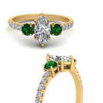 Load image into Gallery viewer, petite-micropave-marquise-cut-three-stone-diamond-engagement-ring-with-emerald-in-yellow-gold-FD9383MQRGEMGR-NL-YG
