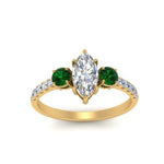 Load image into Gallery viewer, petite-micropave-marquise-cut-three-stone-diamond-engagement-ring-with-emerald-in-yellow-gold-FD9383MQRGEMGR-NL-YG
