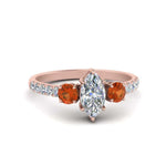 Load image into Gallery viewer, petite-micropave-marquise-cut-three-stone-diamond-engagement-ring-with-orange-sapphire-in-rose-gold-FD9383MQRGSAOR-NL-RG
