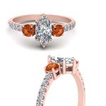 Load image into Gallery viewer, petite-micropave-marquise-cut-three-stone-diamond-engagement-ring-with-orange-sapphire-in-rose-gold-FD9383MQRGSAOR-NL-RG
