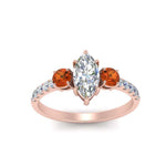 Load image into Gallery viewer, petite-micropave-marquise-cut-three-stone-diamond-engagement-ring-with-orange-sapphire-in-rose-gold-FD9383MQRGSAOR-NL-RG
