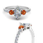 Load image into Gallery viewer, petite-micropave-marquise-cut-three-stone-diamond-engagement-ring-with-orange-sapphire-in-white-gold-FD9383MQRGSAOR-NL-WG
