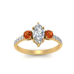 Load image into Gallery viewer, petite-micropave-marquise-cut-three-stone-diamond-engagement-ring-with-orange-sapphire-in-yellow-gold-FD9383MQRGSAOR-NL-YG
