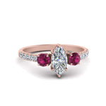 Load image into Gallery viewer, petite-micropave-marquise-cut-three-stone-diamond-engagement-ring-with-pink-sapphire-in-rose-gold-FD9383MQRGSADRPI-NL-RG
