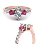 Load image into Gallery viewer, petite-micropave-marquise-cut-three-stone-diamond-engagement-ring-with-pink-sapphire-in-rose-gold-FD9383MQRGSADRPI-NL-RG

