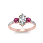 Load image into Gallery viewer, petite-micropave-marquise-cut-three-stone-diamond-engagement-ring-with-pink-sapphire-in-rose-gold-FD9383MQRGSADRPI-NL-RG
