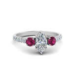Load image into Gallery viewer, petite-micropave-marquise-cut-three-stone-diamond-engagement-ring-with-pink-sapphire-in-white-gold-FD9383MQRGSADRPI-NL-WG
