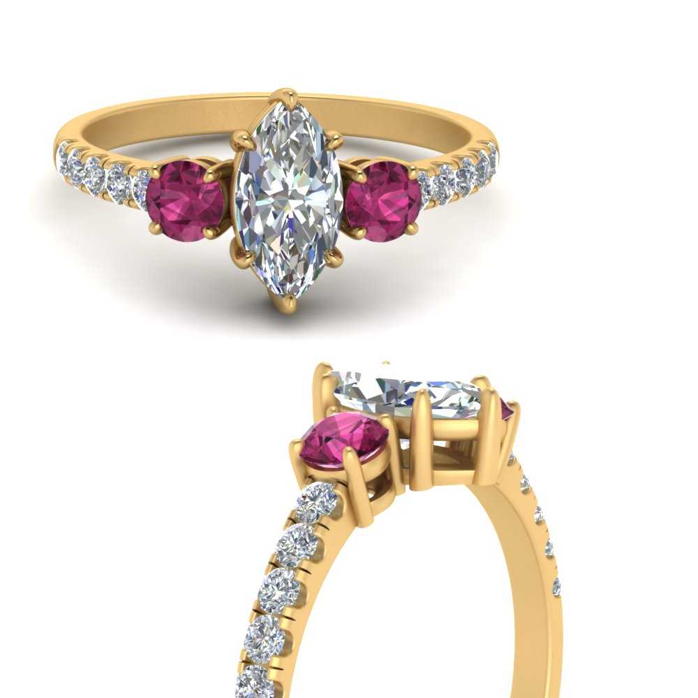 petite-micropave-marquise-cut-three-stone-diamond-engagement-ring-with-pink-sapphire-in-yellow-gold-FD9383MQRGSADRPI-NL-YG