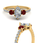 Load image into Gallery viewer, petite-micropave-marquise-cut-three-stone-diamond-engagement-ring-with-ruby-in-yellow-gold-FD9383MQRGRUDR-NL-YG
