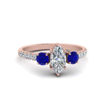 Load image into Gallery viewer, petite-micropave-marquise-cut-three-stone-diamond-engagement-ring-with-sapphire-in-rose-gold-FD9383MQRGSABL-NL-RG
