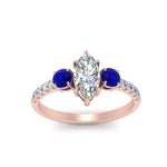 Load image into Gallery viewer, petite-micropave-marquise-cut-three-stone-diamond-engagement-ring-with-sapphire-in-rose-gold-FD9383MQRGSABL-NL-RG
