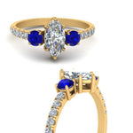 Load image into Gallery viewer, petite-micropave-marquise-cut-three-stone-diamond-engagement-ring-with-sapphire-in-yellow-gold-FD9383MQRGSABL-NL-YG
