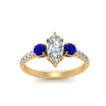 Load image into Gallery viewer, petite-micropave-marquise-cut-three-stone-diamond-engagement-ring-with-sapphire-in-yellow-gold-FD9383MQRGSABL-NL-YG
