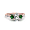 Load image into Gallery viewer, petite-micropave-oval-shaped-three-stone-diamond-engagement-ring-with-emerald-in-rose-gold-FD9383OVRGEMGR-NL-RG